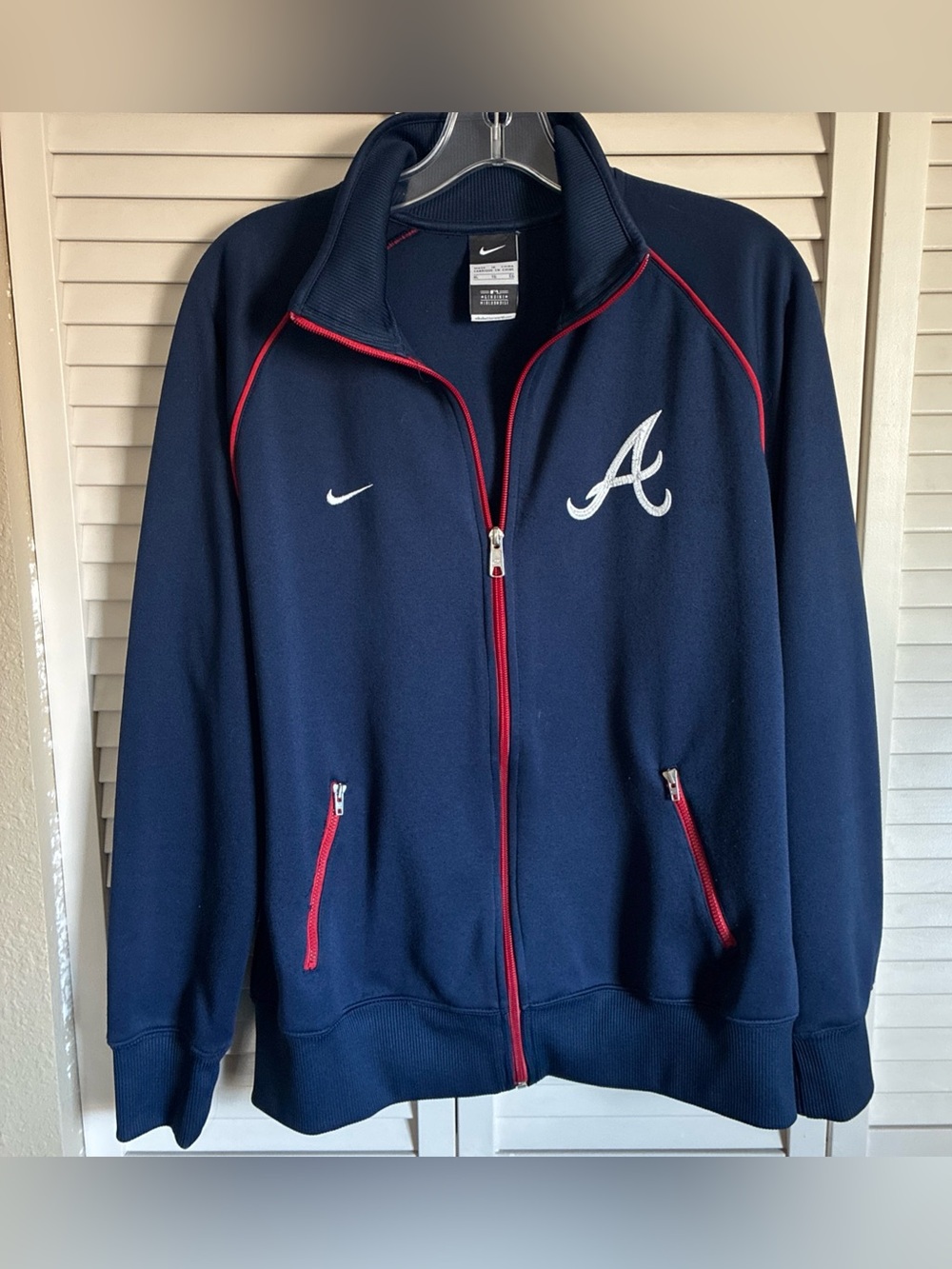 Atlanta Braves Nike Red/Navy Genuine Merch XL Performance Full-Zip Jacket Pocket - Picture 1 of 6